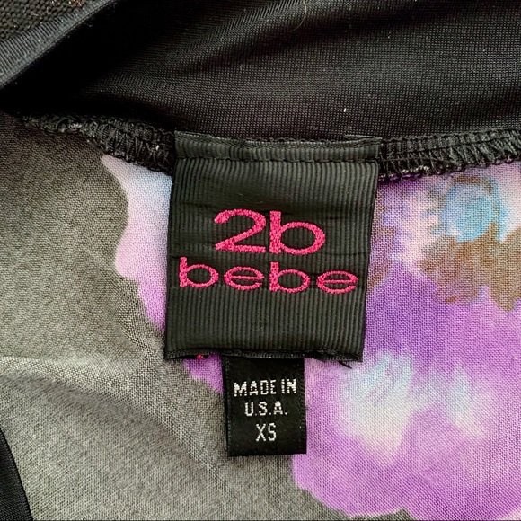 Bebe black asymmetrical one shoulder blue purple pink floral fairy Y2K romantic - Picture 4 of 4